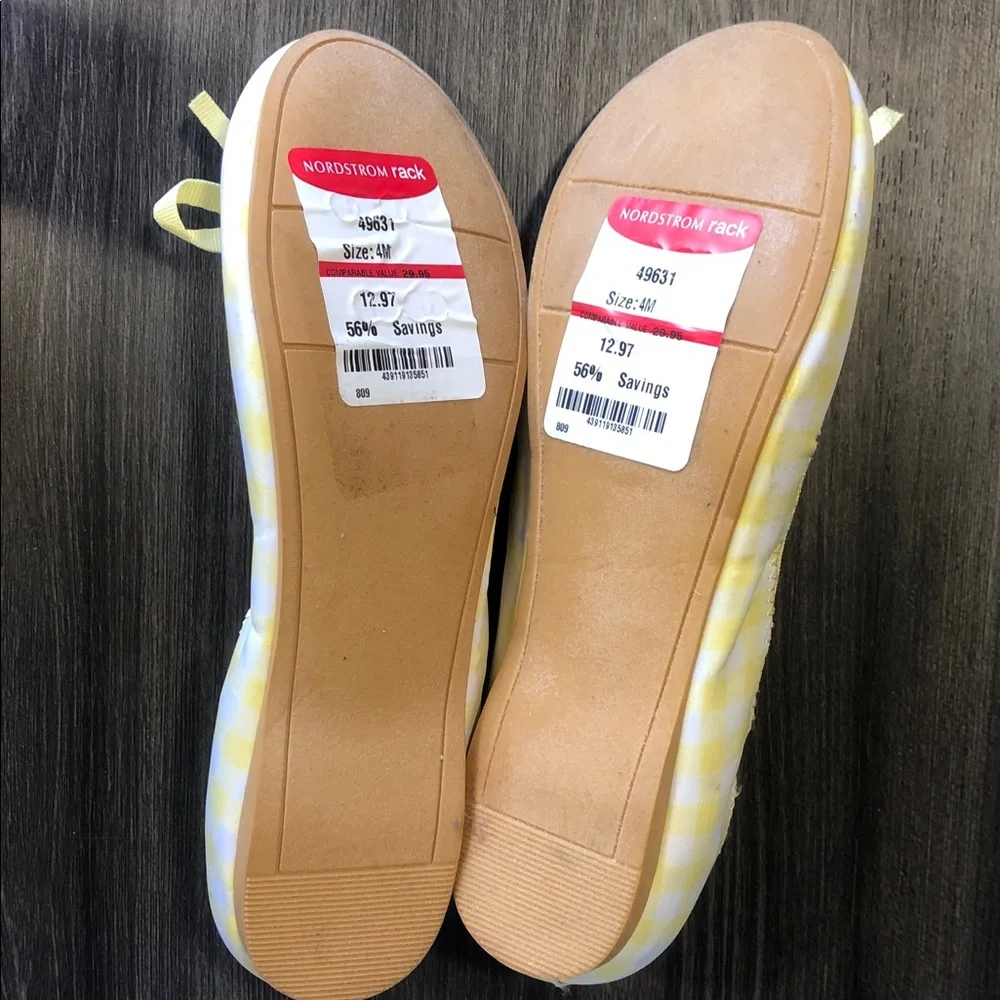 Nordstrom Yellow Gingham Ballet Flats with Bow